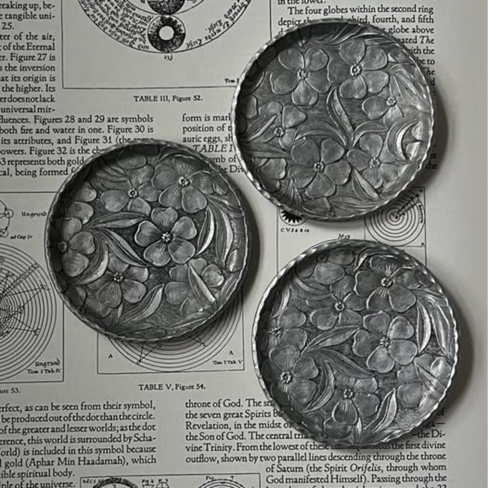 Priced Individually: Flower Embossed Silver-colored Coaster